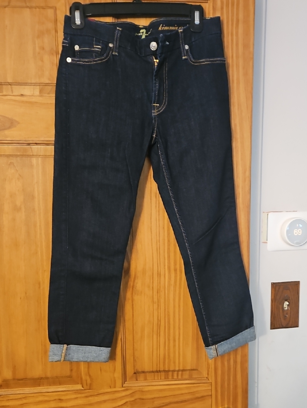 7 For All Mankind Dark Indigo Cuffed Denim Jeans